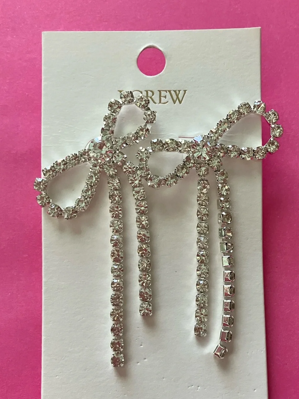 NWT J.Crew Women's Crystal Bow Statement Earrings